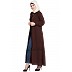 Front open casual abaya with belt- Brown